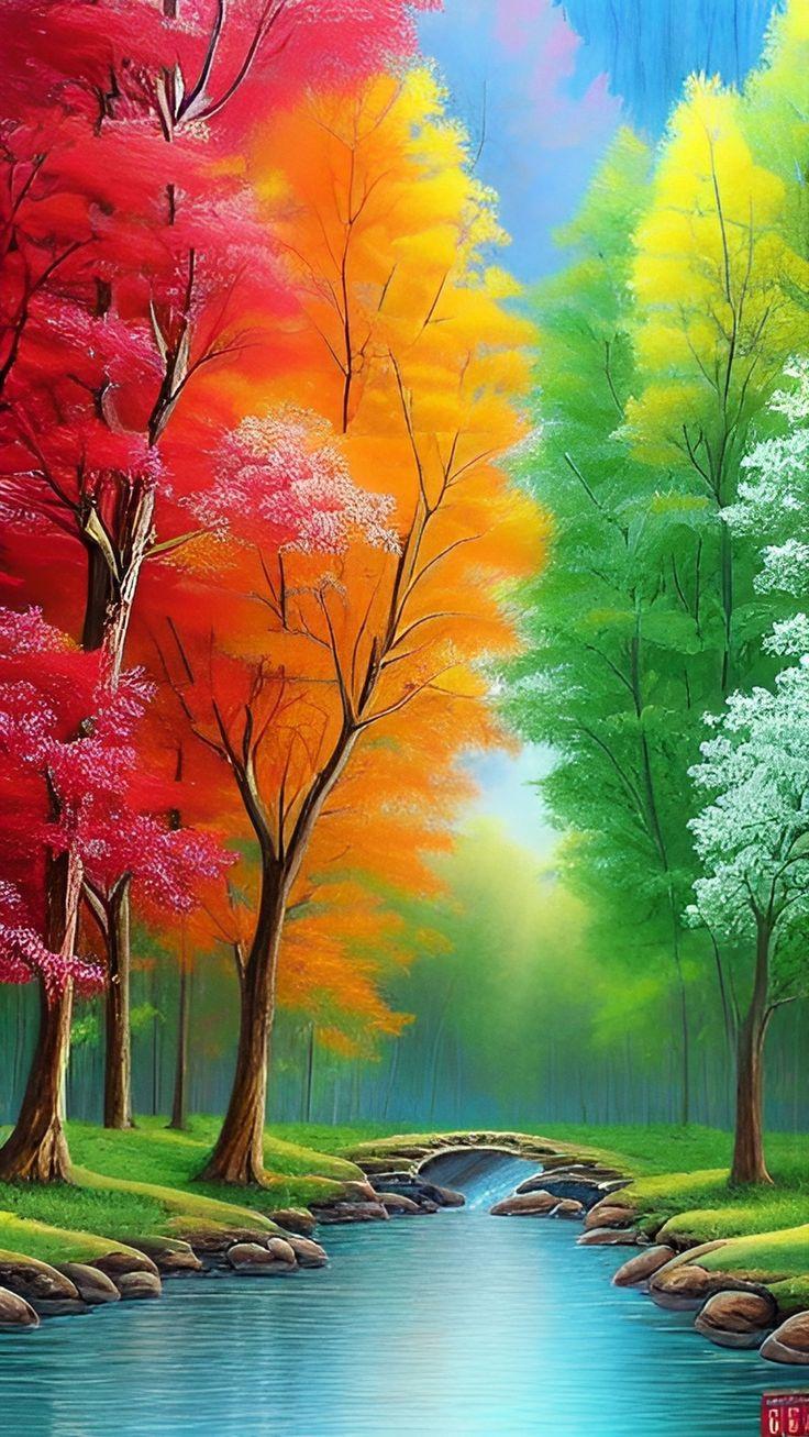 Colorful Nature Forest Relaxing Wallpaper In