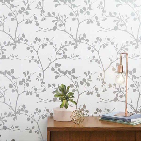 Cb2 Lilt Silver Self Adhesive Wallpaper Liked On Polyvore