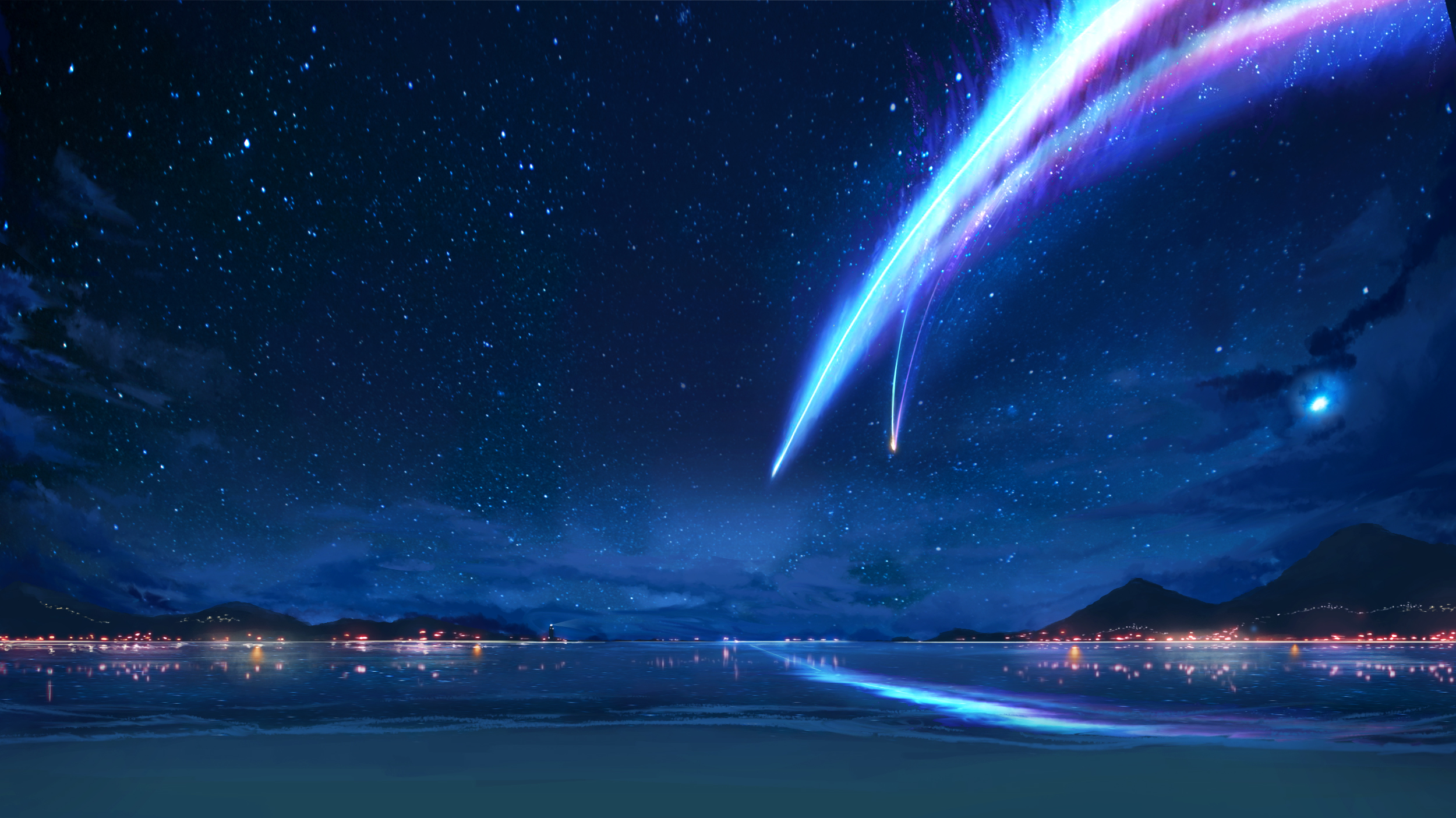 Beach Kimi No Na Wa Landscape Night Scenic Water Wallpaper