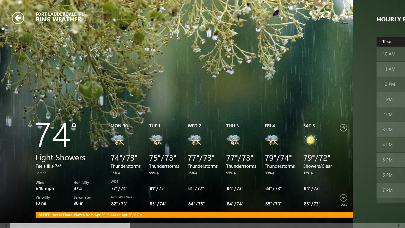 The Bing Weather App Start Windows