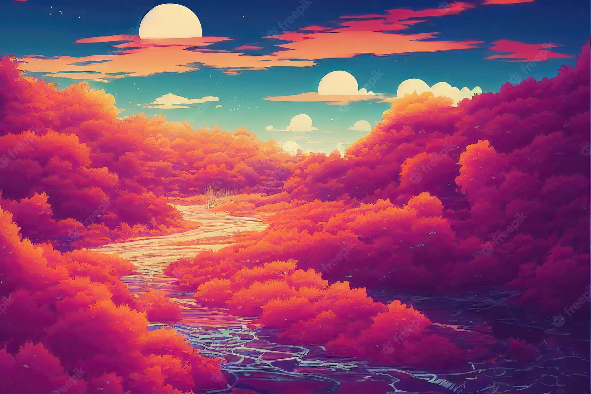 Get Ready To Go On An Anime Journey With This Red Aesthetic Laptop Wallpaper
