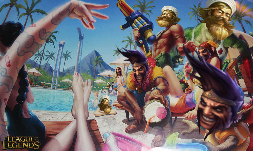 Pool Party Gangplank and Draven by ViktorTheTurtle 1000x596.