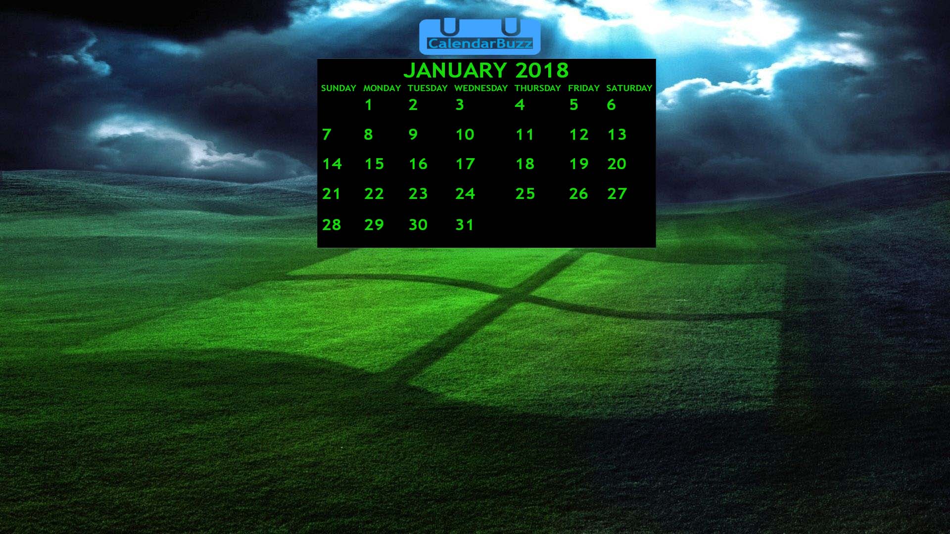 Free Download January 2018 Calendar Wallpaper CalendarBuzz 1920x1080 