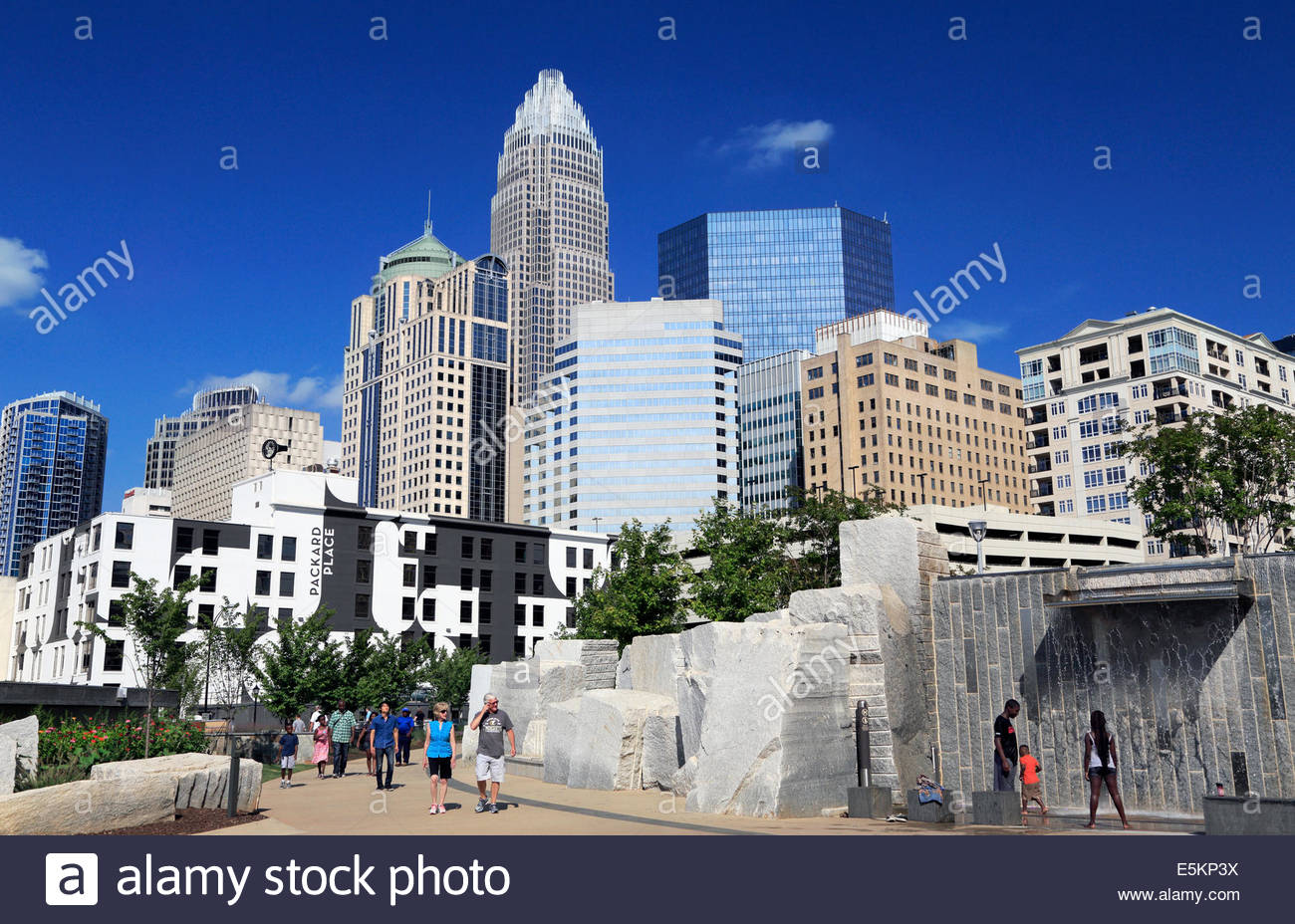 Charlotte North Carolina People In Romare Bearden Park With The