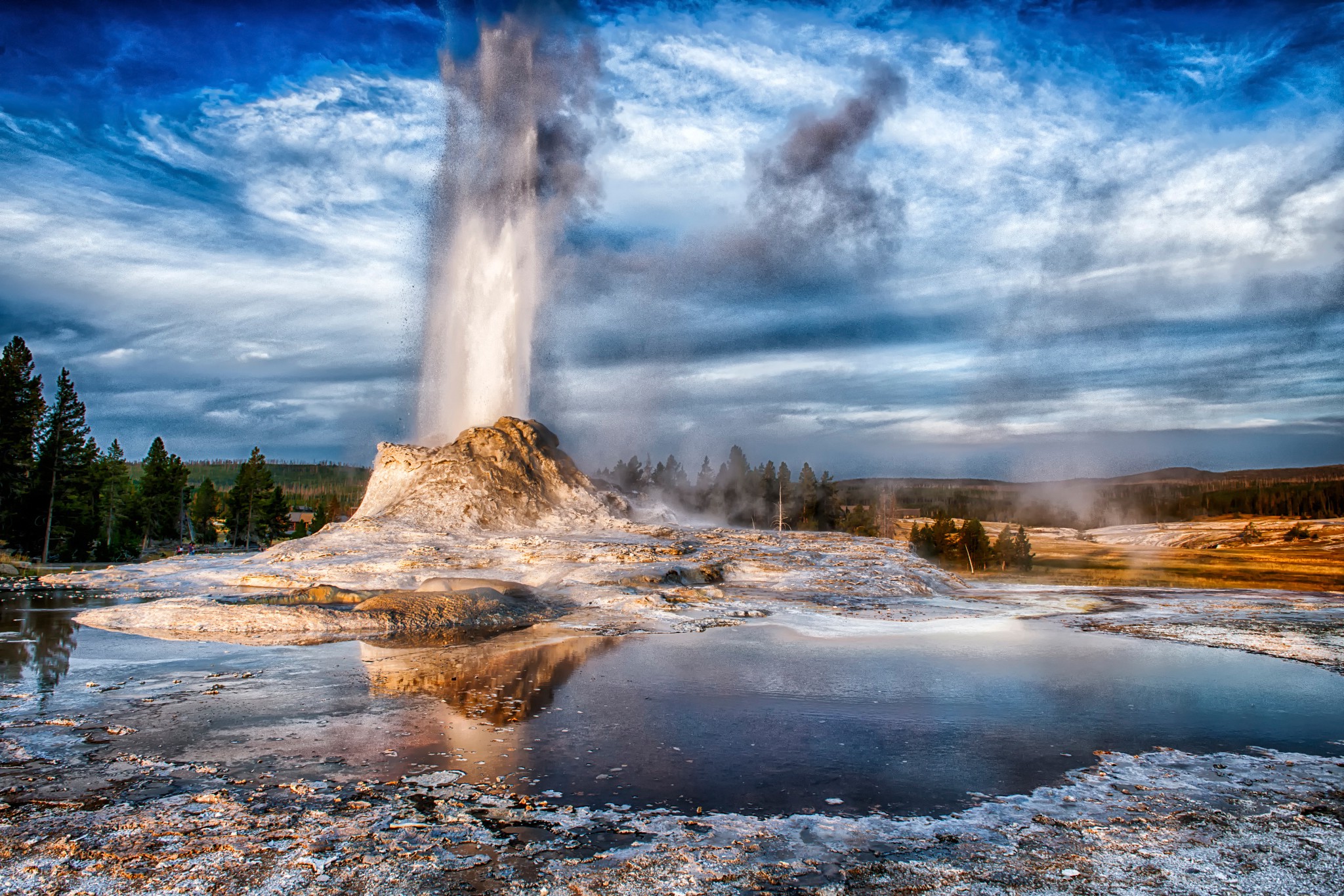 nature Landscape Trees Geysers Water Wyoming USA Water