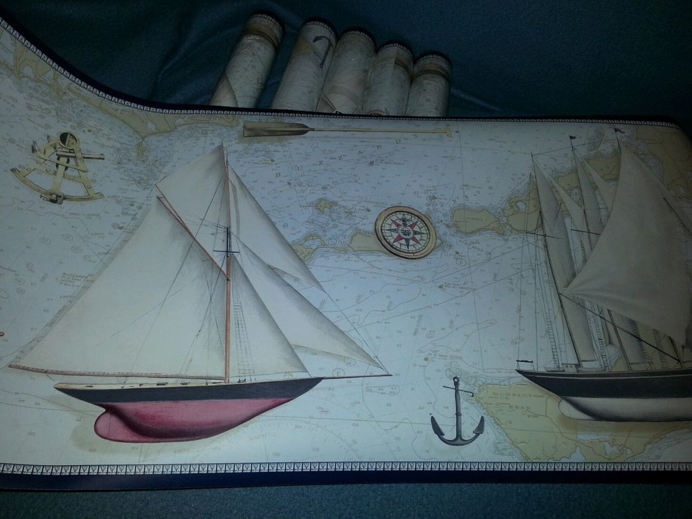 Of York Prepasted Wallpaper Border Sailing Ship Nautical Theme