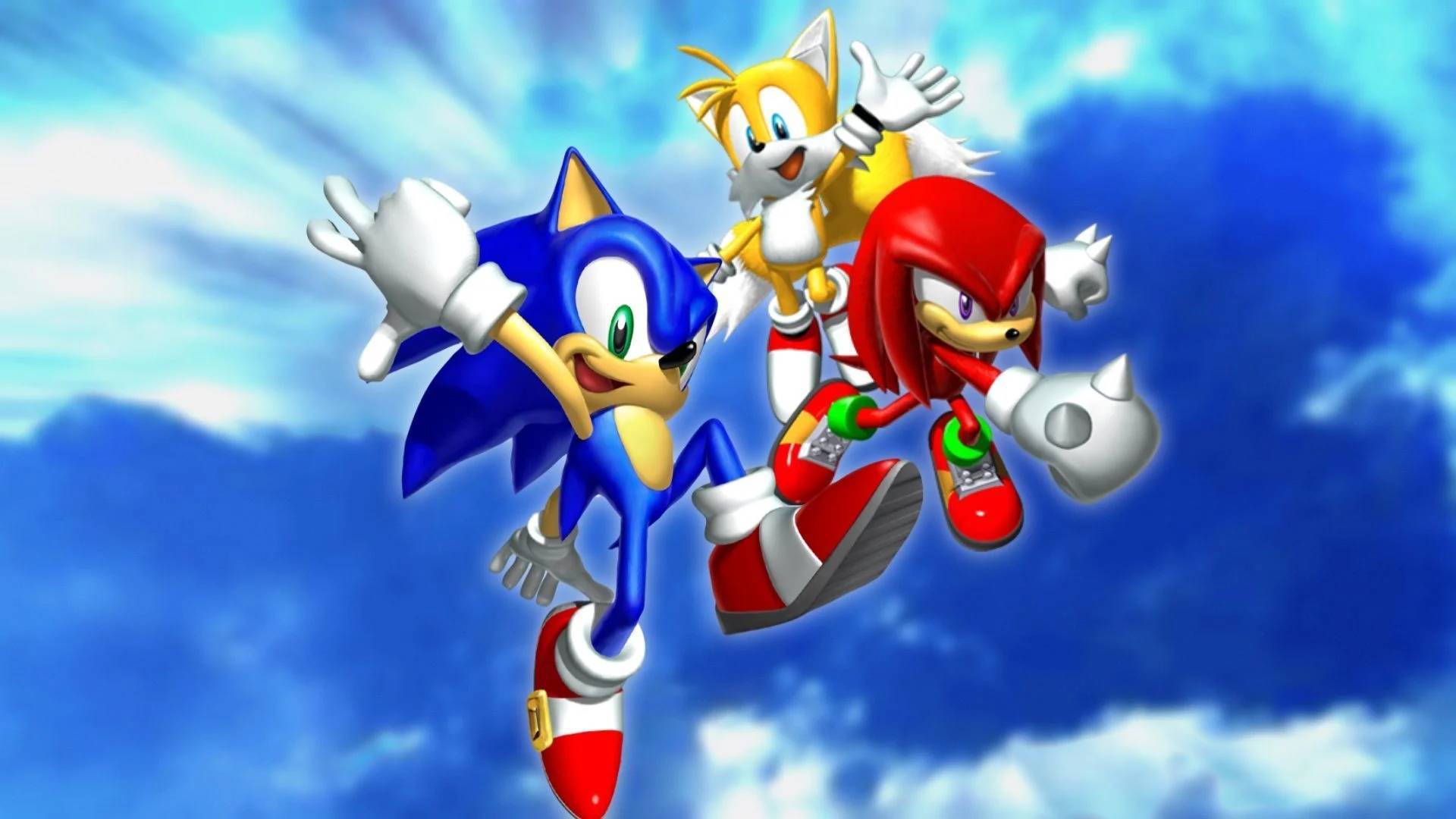 Sonic, Tails, and Knuckles Soaring Through the Sky