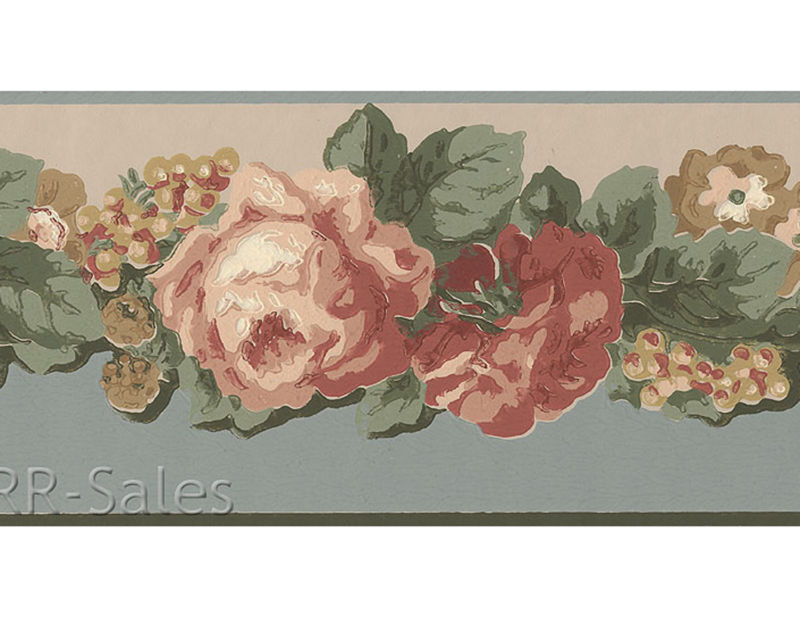  Rose Floral Grape Painted Elegant Vintage Maroon Wallpaper Wall Border