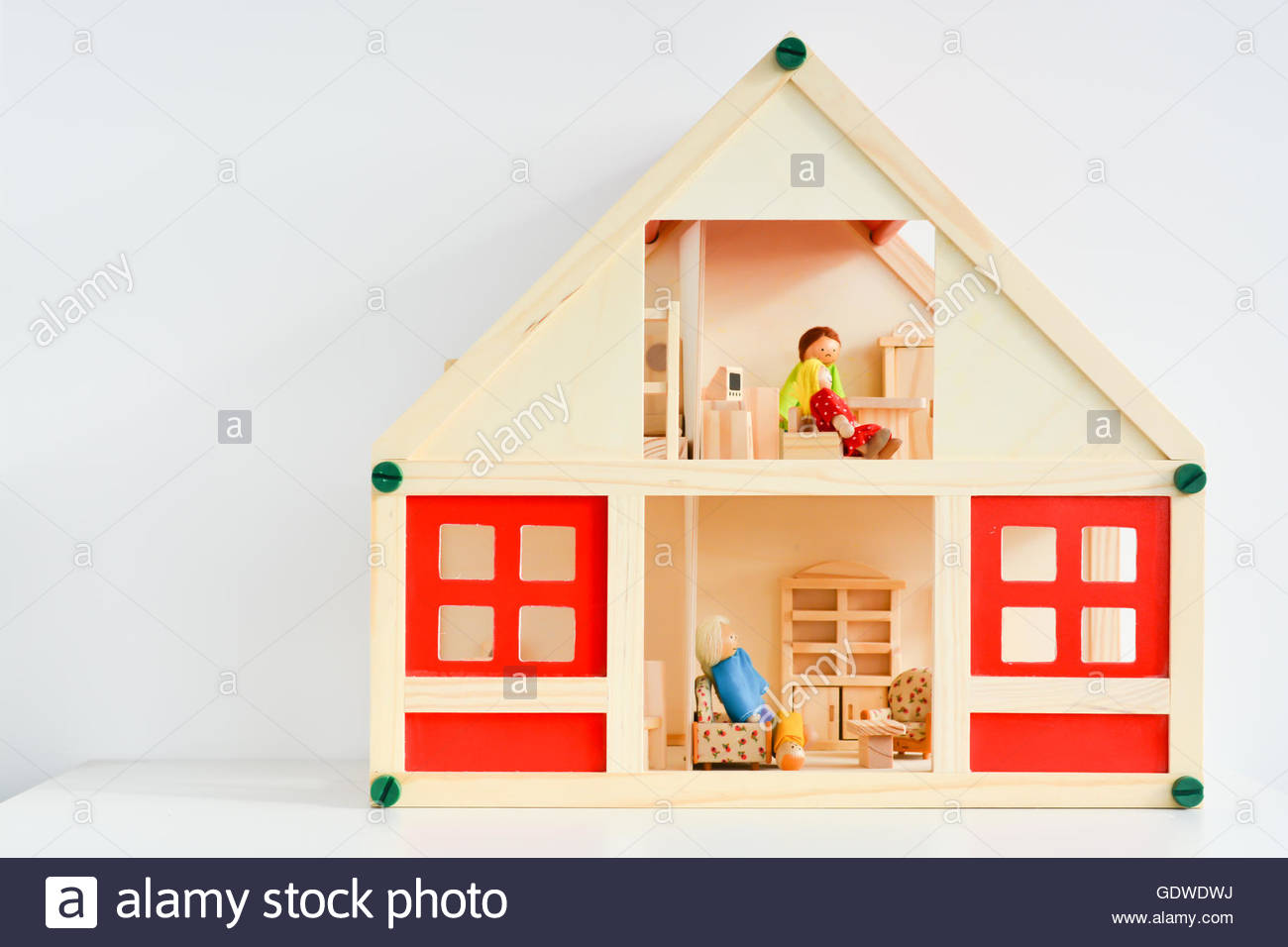 Girls Dollhouse Isolated On White Background Stock Photo