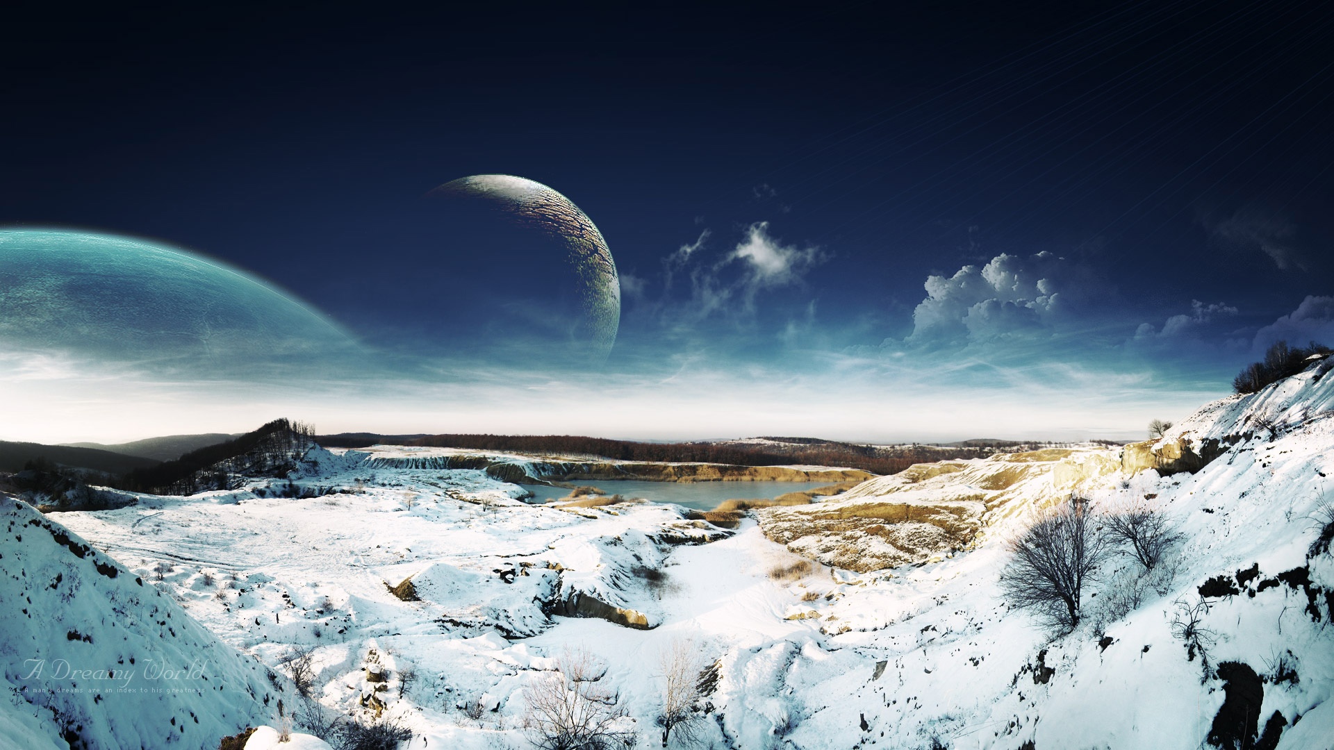 Dreamy Sky Snow Landscape Wallpaper HD