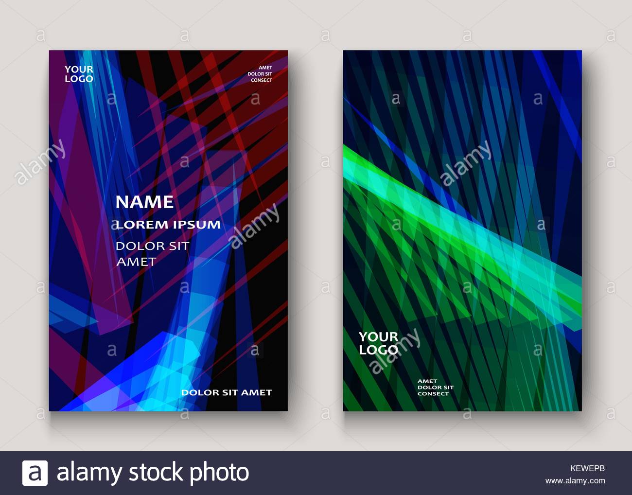 Modern Technology Striped Abstract Covers Design Neon Lines Stock