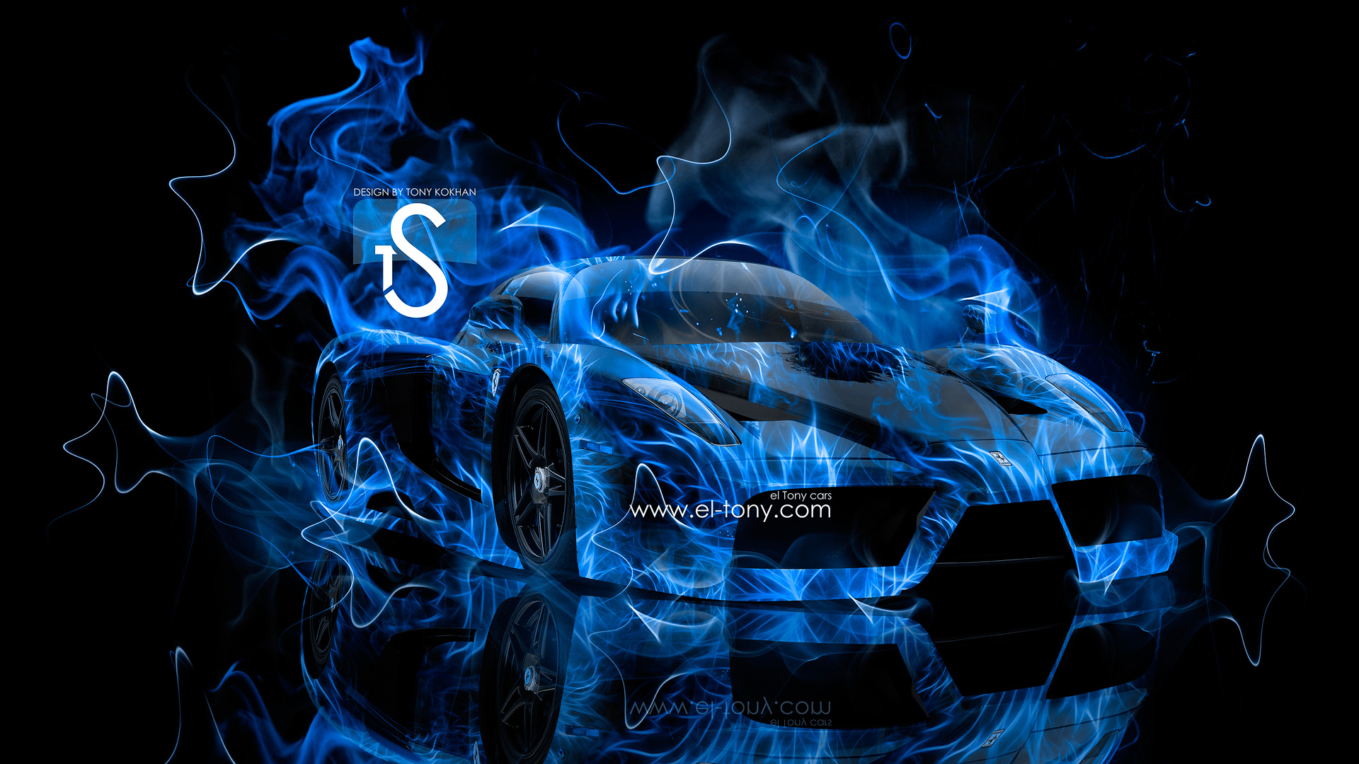 Ferrari Enzo Blue Fire Car Abstract Smoke Hd Wallpaper Design By