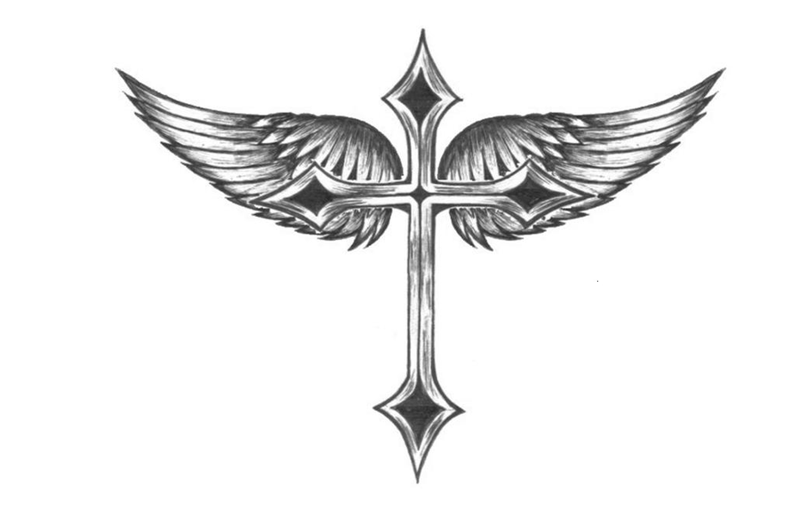 crosses with wings wallpaper