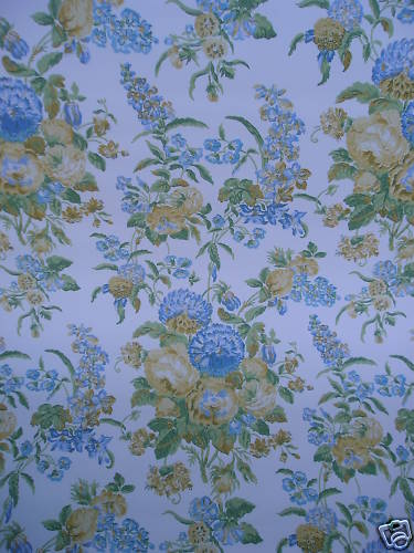 Wallpaper Waverly Discontinued Blue Yellow For Sale