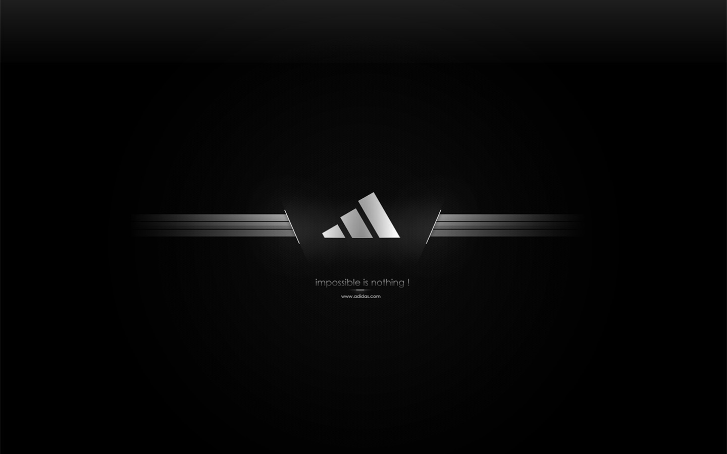 Sleek Adidas logo on a dark background with the tagline 'Impossible is nothing'