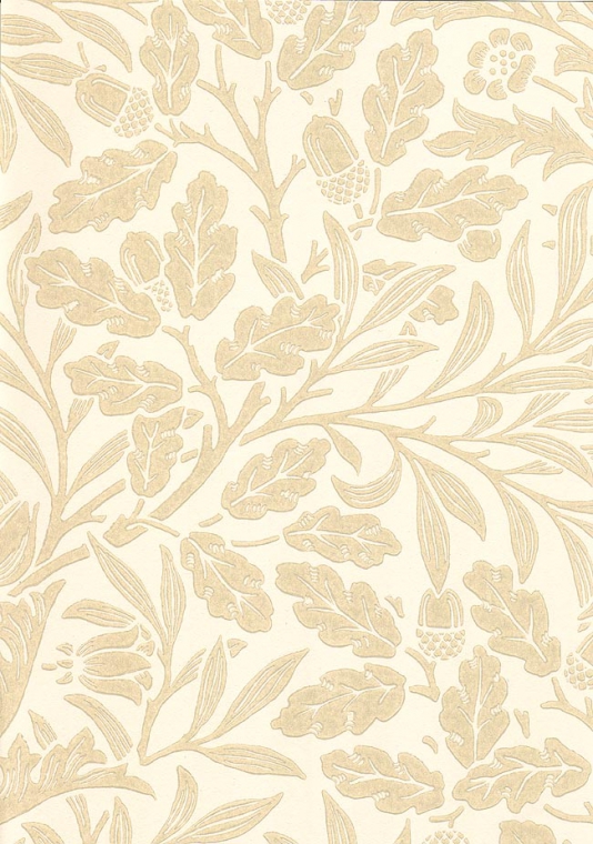Acorn Wallpaper With Acorns And Oak Leaves In Beige On Cream
