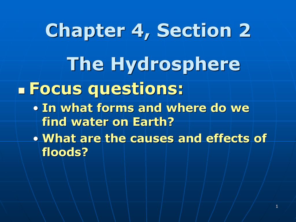 Chapter Section The Hydrosphere Ppt