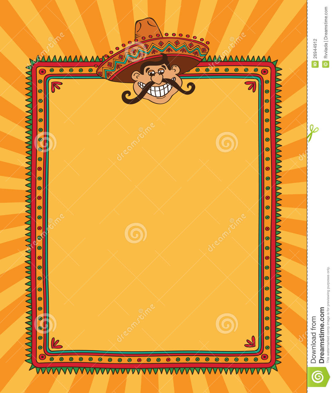 Mexican Fiesta Border Frame With Man In