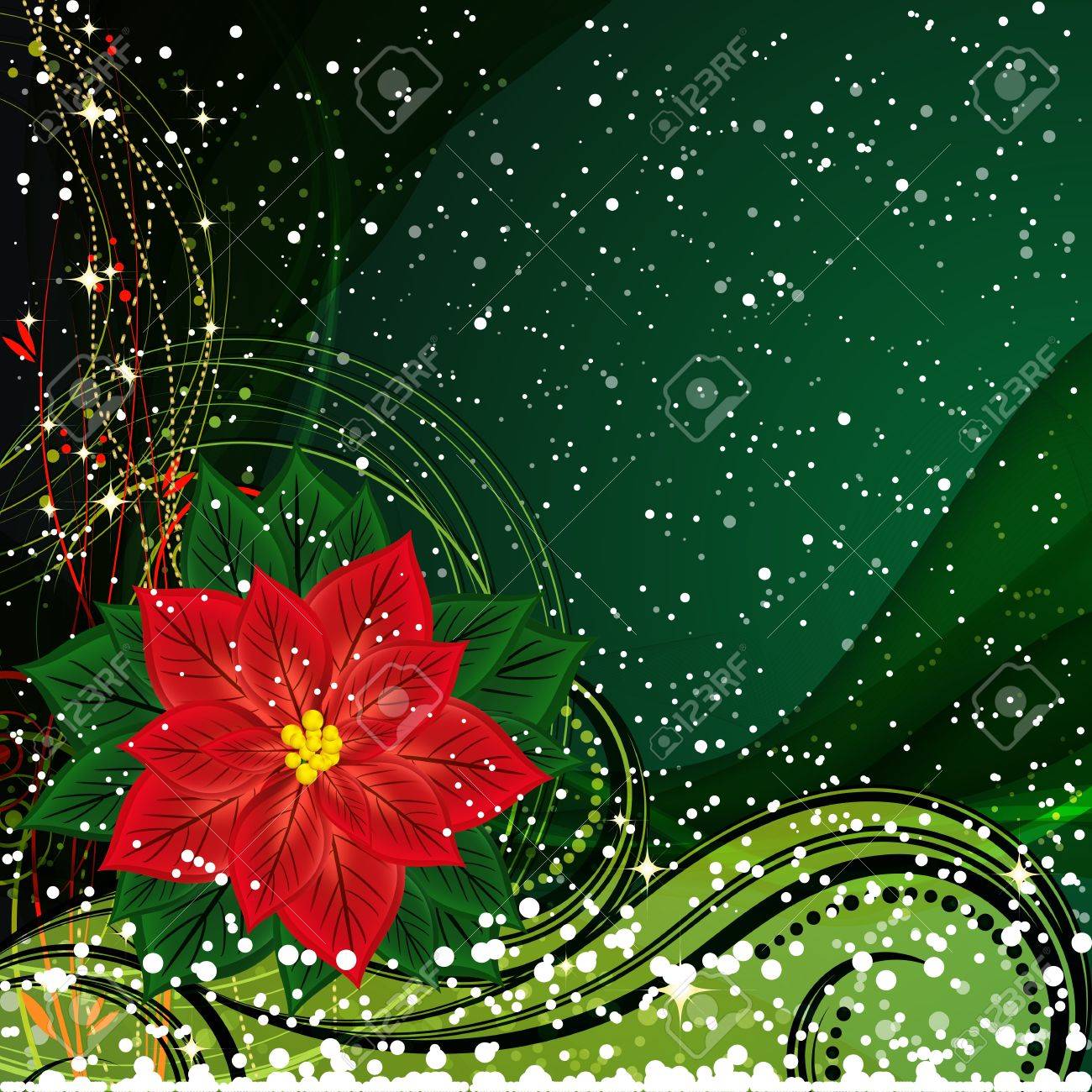Christmas Background With Flower Vector Illustration