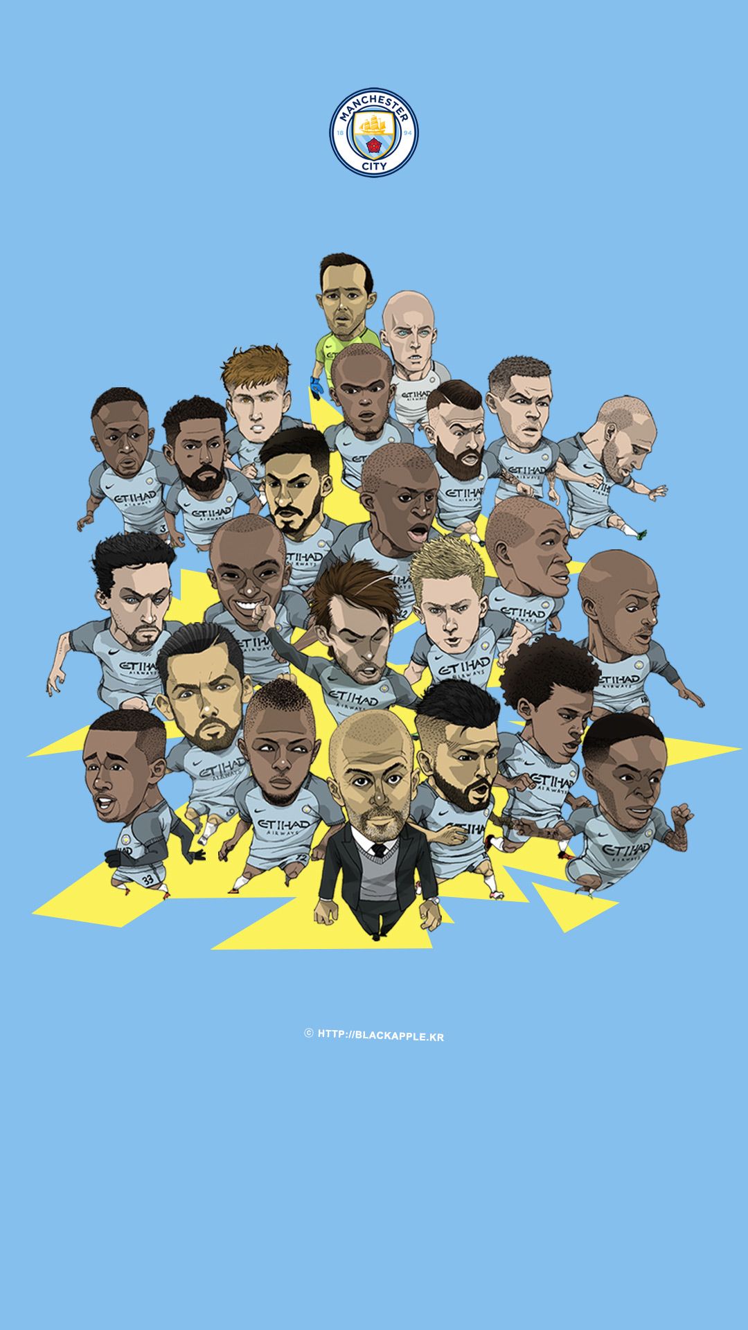 Manchester City Full Squad Fan Art For Mobile Wallpaper Football