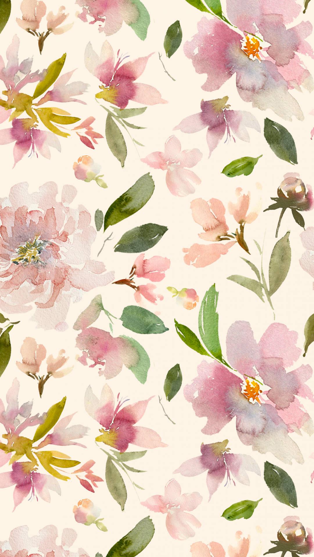 Cute Spring Phone Watercolor Flowers Wallpaper