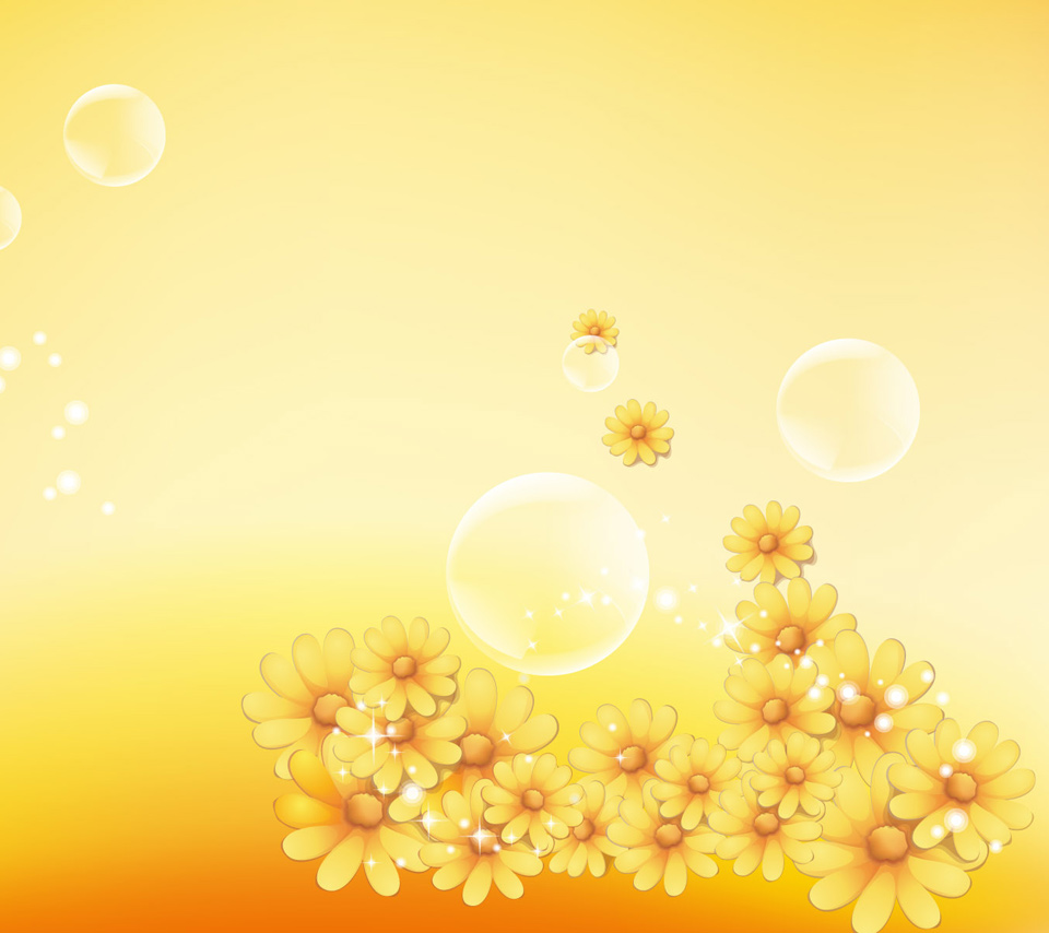 Pattern Wallpaper Plane Yellow Flowers Flowres Bubbles