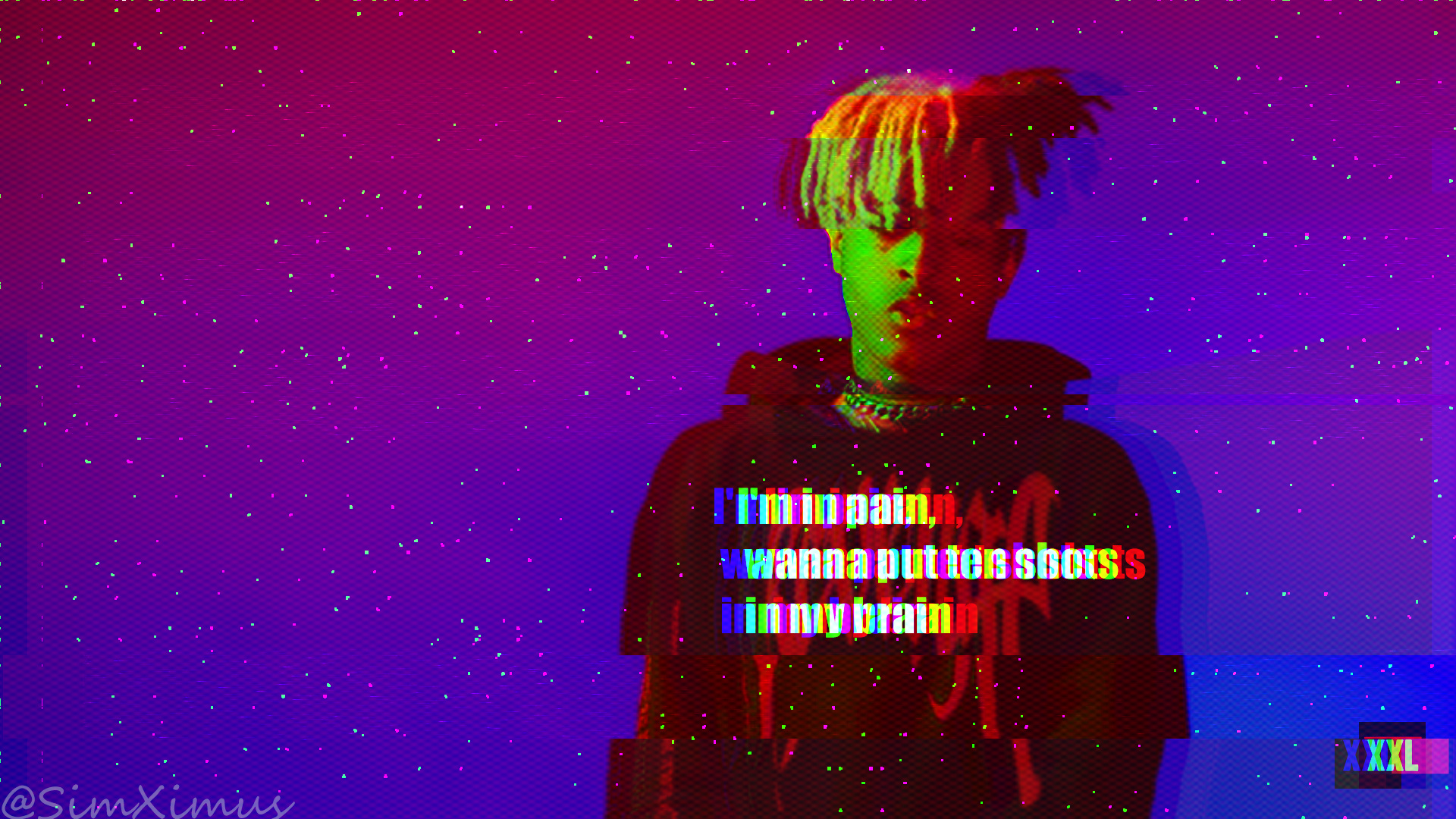 Xxxtentacion Wallpaper With Gllitch Effect And Lyrics From