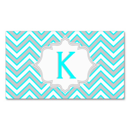 Modern Aqua Blue Grey Chevron Monogram Pack Of Standard Business