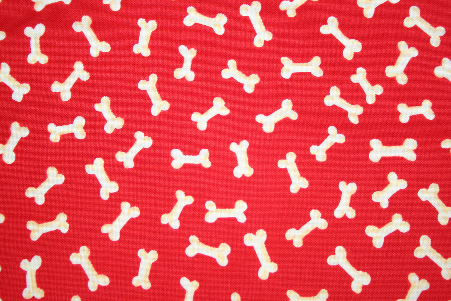 Yard White Dog Bones On Red Cute Fabric By Shannonksykes