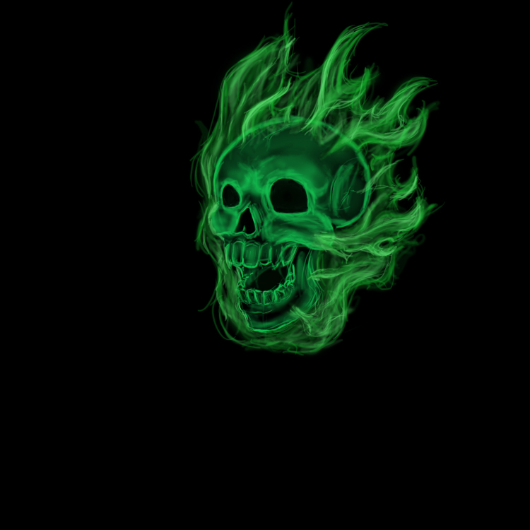 Green Flame Skull Wallpaper Flaming By