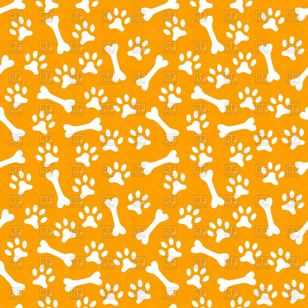 Seamless Pattern With Dog S Paw Print And Bone Background