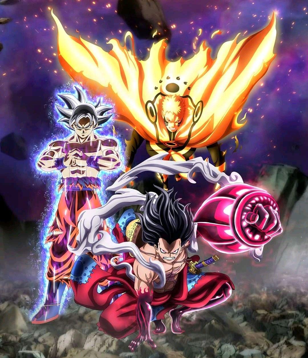 Goku Luffy Naruto Anime Dragon Ball Super Crossover
