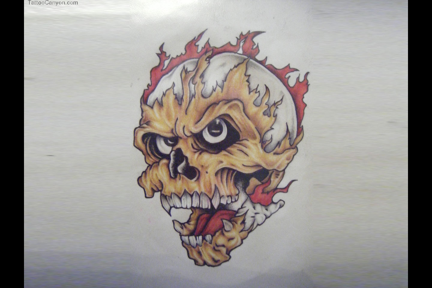 Designs Skull In Fire Tattoo Wallpaper Design Jpg