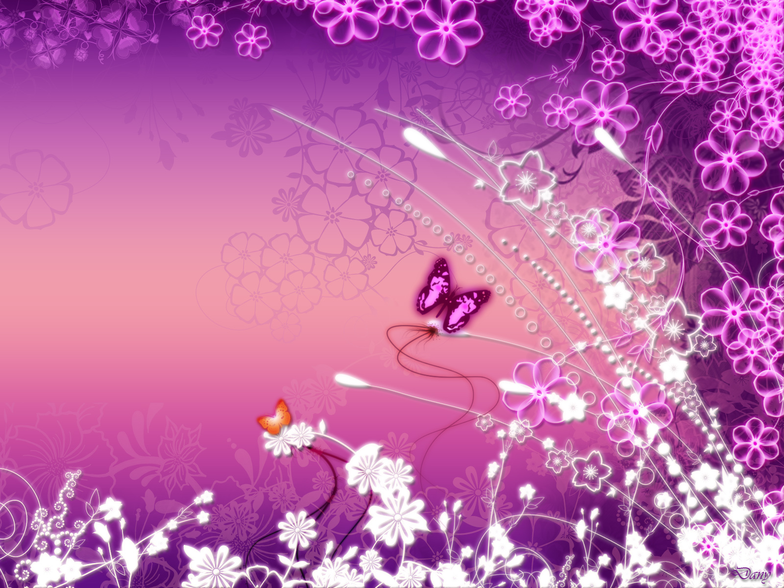 Pink Butterfly Garden desktop wallpaper