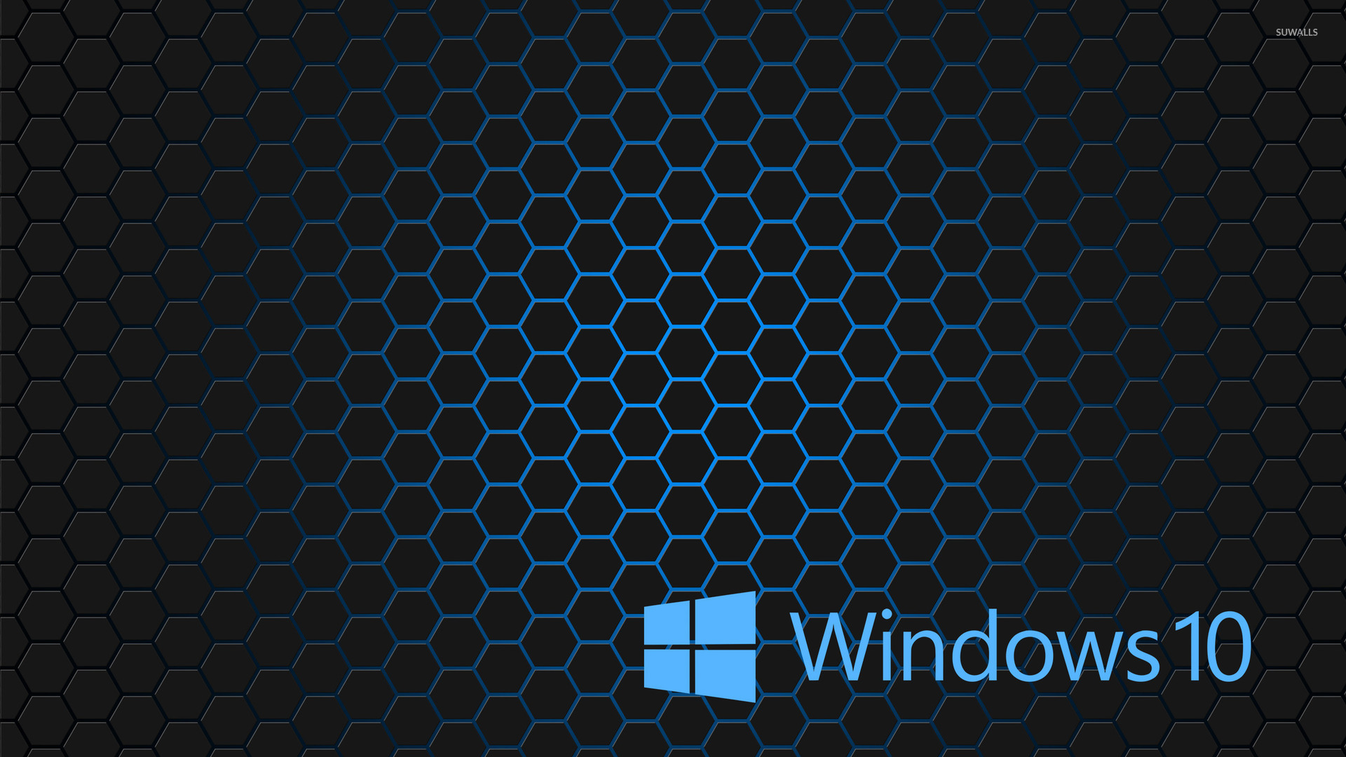 Windows Blue Text Logo On Hexagons Wallpaper Puter