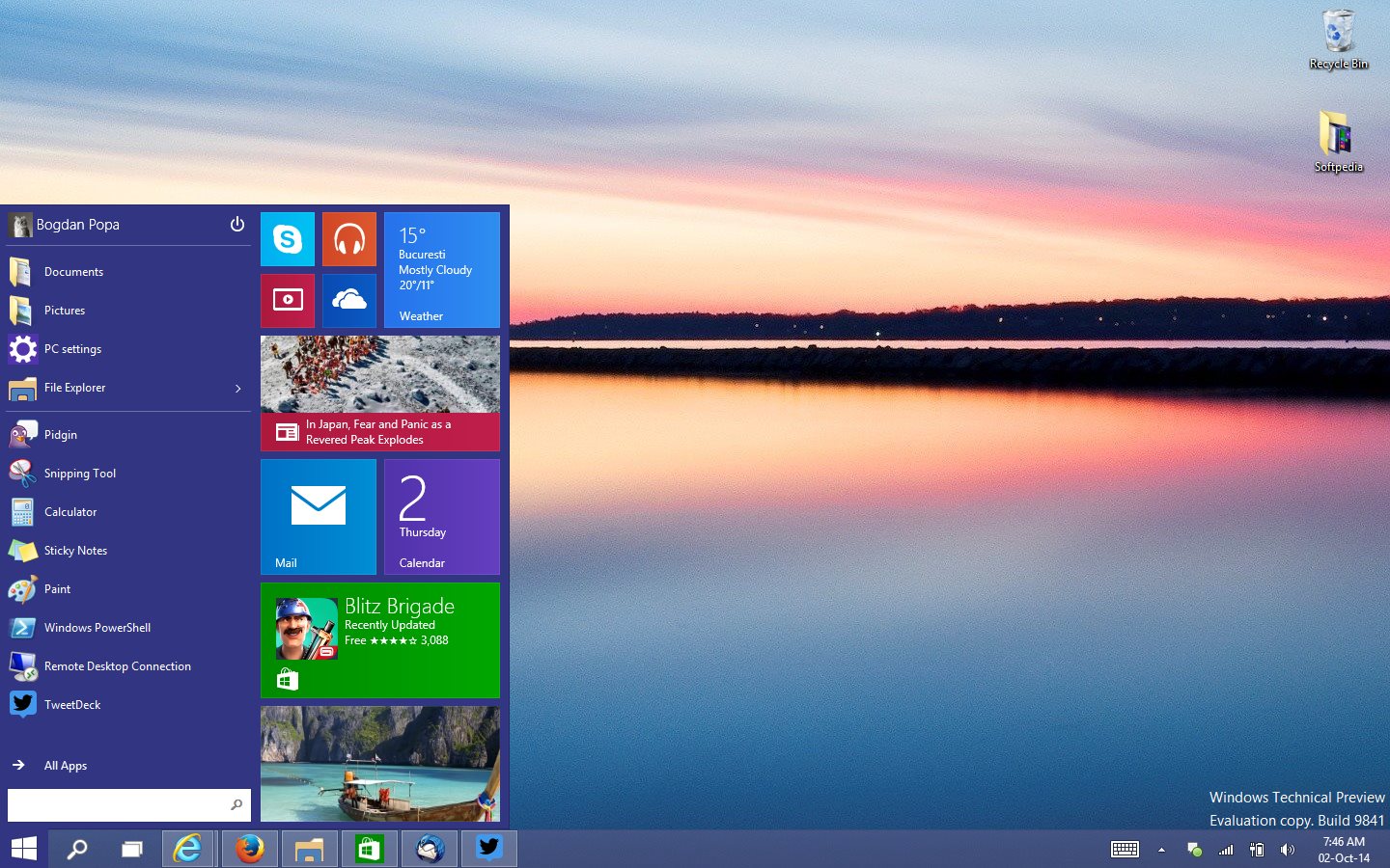 Windows Preview Start Menu Look and Features