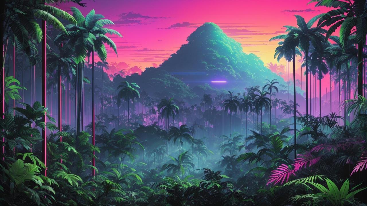 Tropical Forest Synthwave Aesthetic By Xrebelyellx