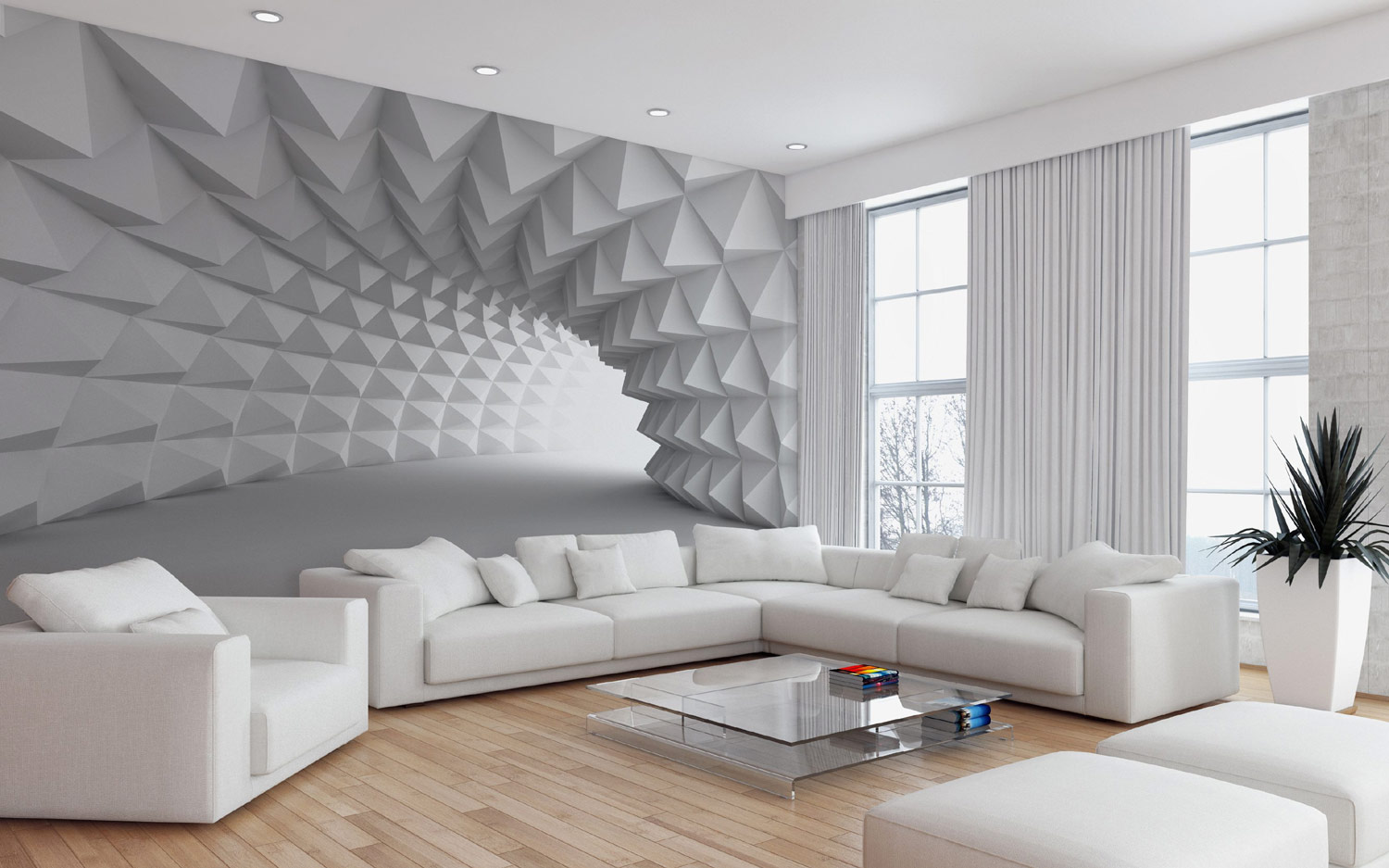 Charming 3d Natiral Living Room Wallpaper With Many New Styles