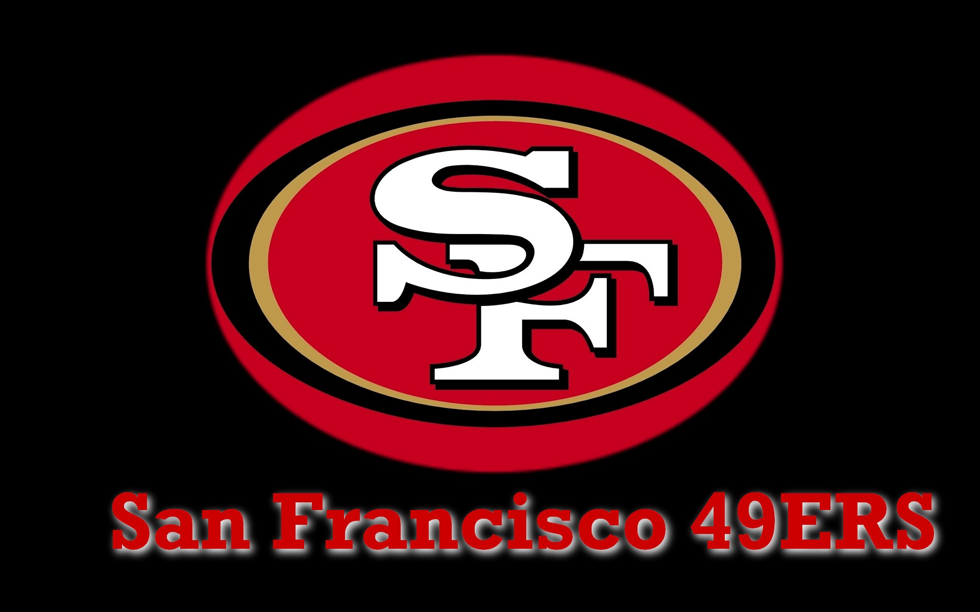 San Francisco 49ers Logo On Black Background Wide Nfl