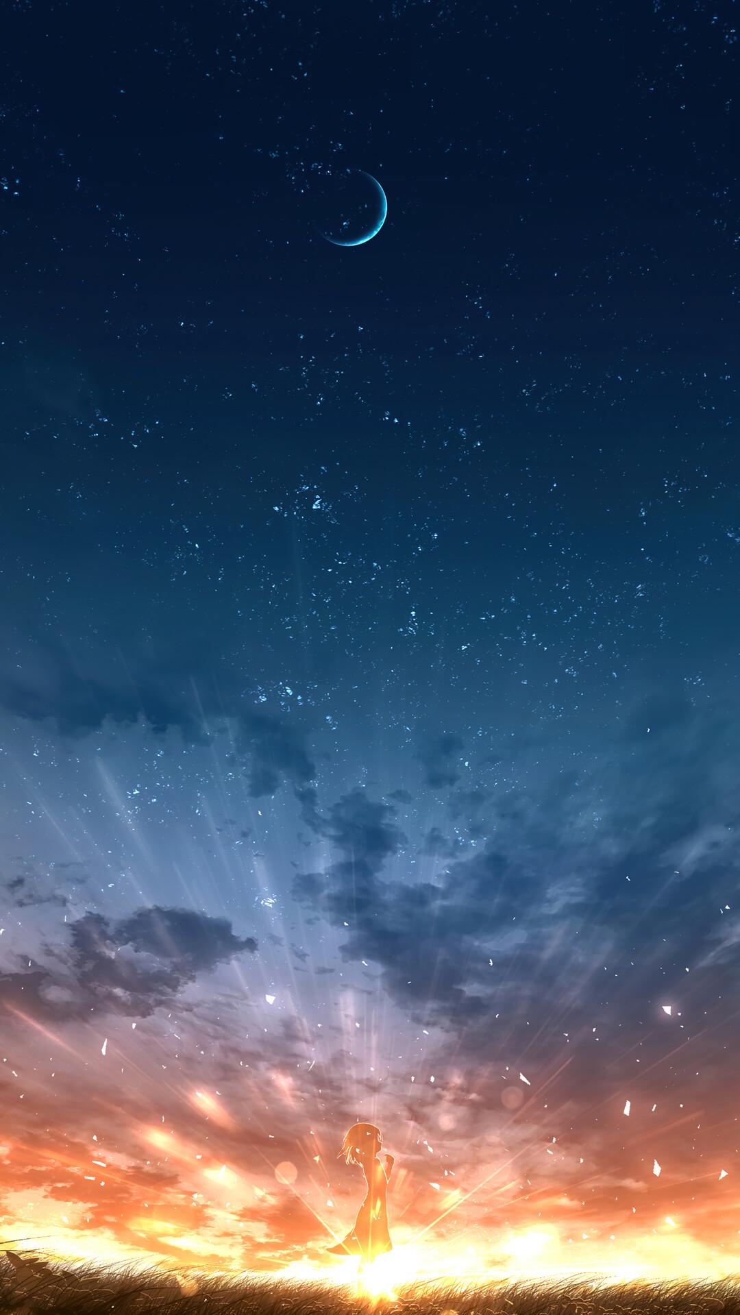 Sunrise Anime Road Sky Clouds 4K Wallpaper iPhone HD Phone #4820f