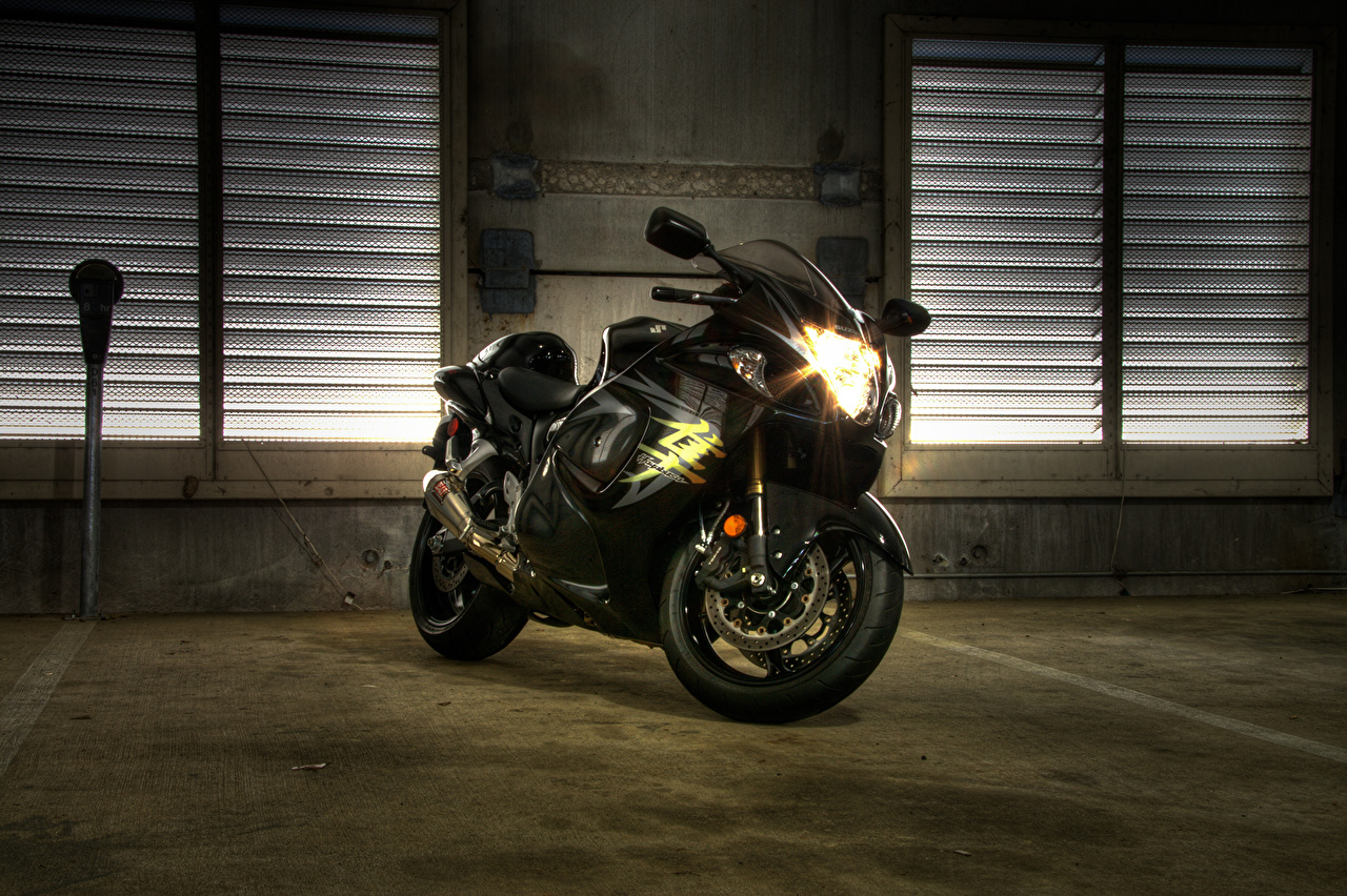 Wallpaper Suziki Gsx1300r Hayabusa Black Motorcycles Headlights