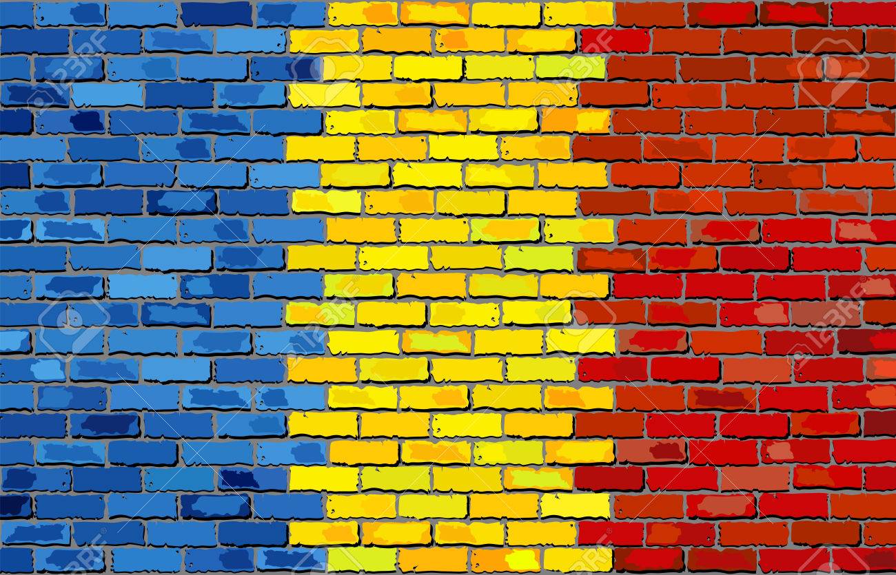 Grunge Flag Of Romania On A Brick Wall