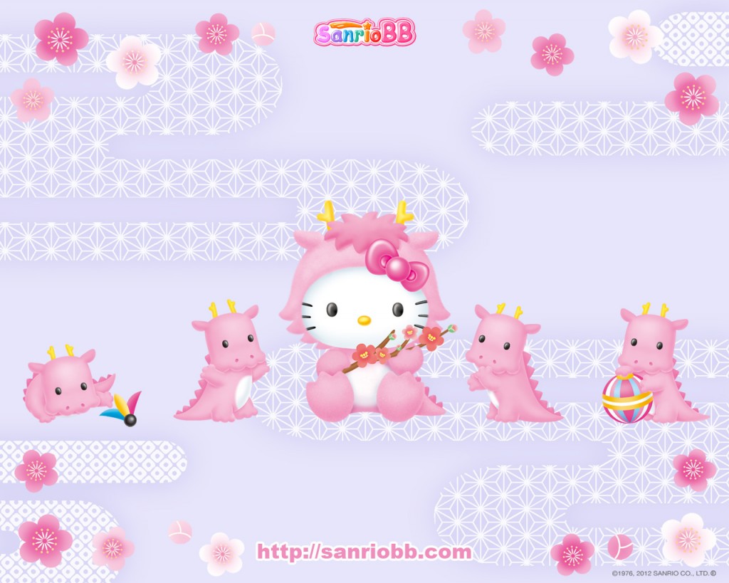 Cute Hello Kitty Wallpaper With Dressed As A Pink Dragon