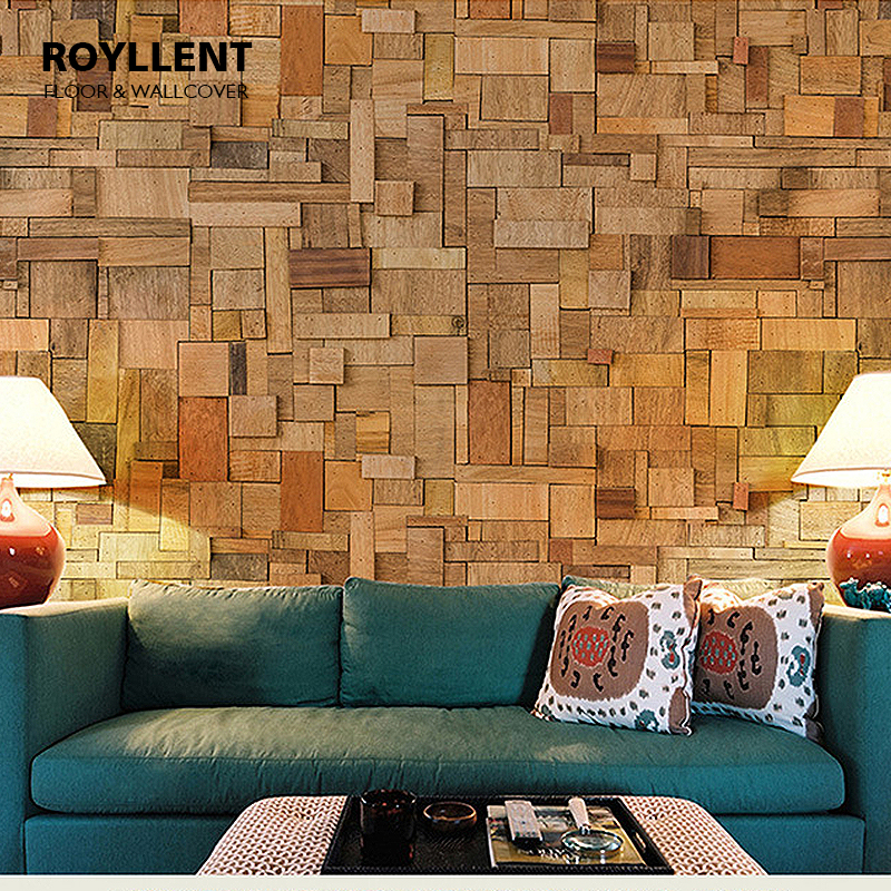 Brick Nature Style Wood Fiber Wallpaper Customization Tv Background