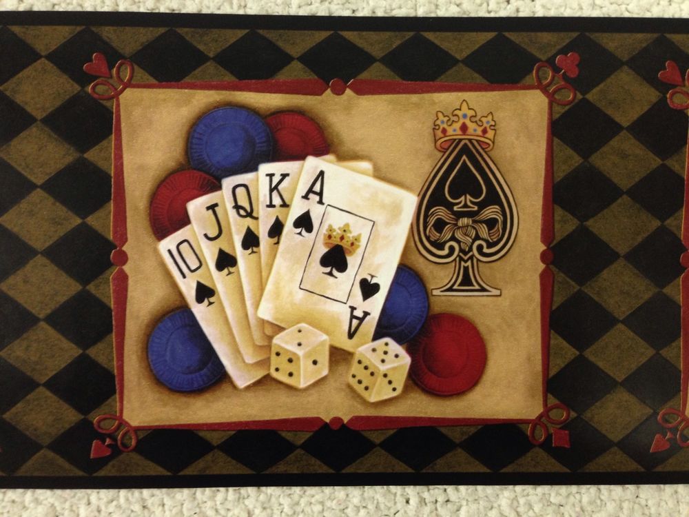 Card Games Poker Game Room Wallpaper Border