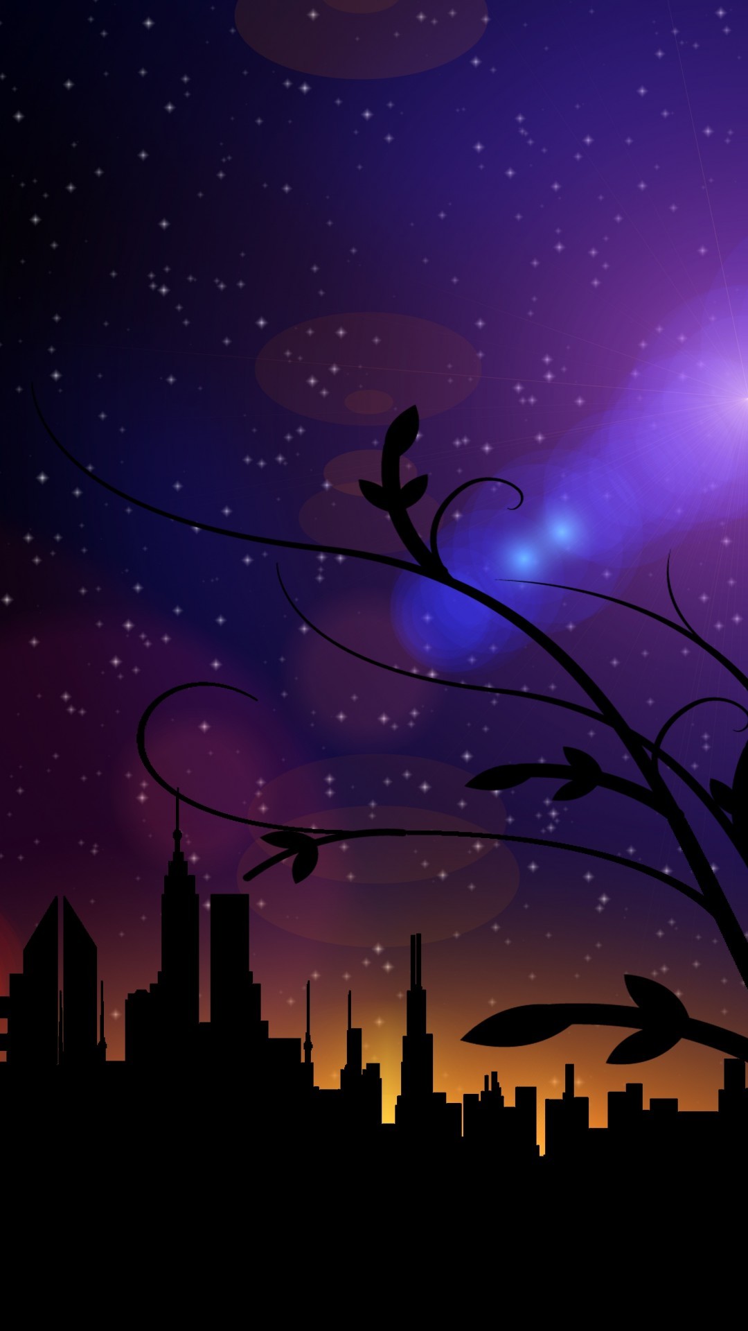 Night Skyline Tree Dark Artistic Colorful 4k Ultra Home Screen