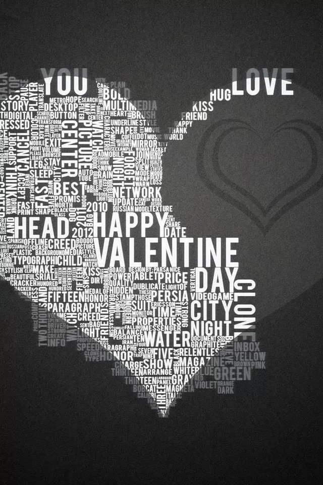 Black Heart Shape Valentine Tags Cloud Wallpaper For iPhone Cute