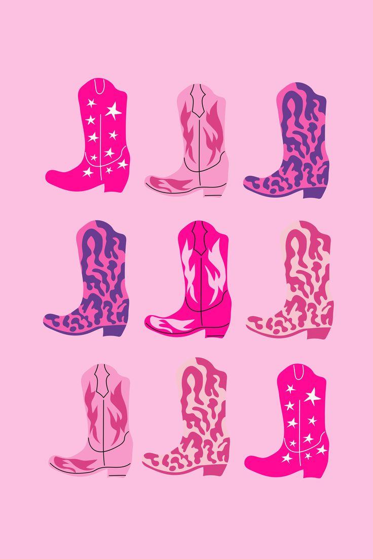 Pink Cowgirl Boots Instant Digital Download Western Poster Etsy