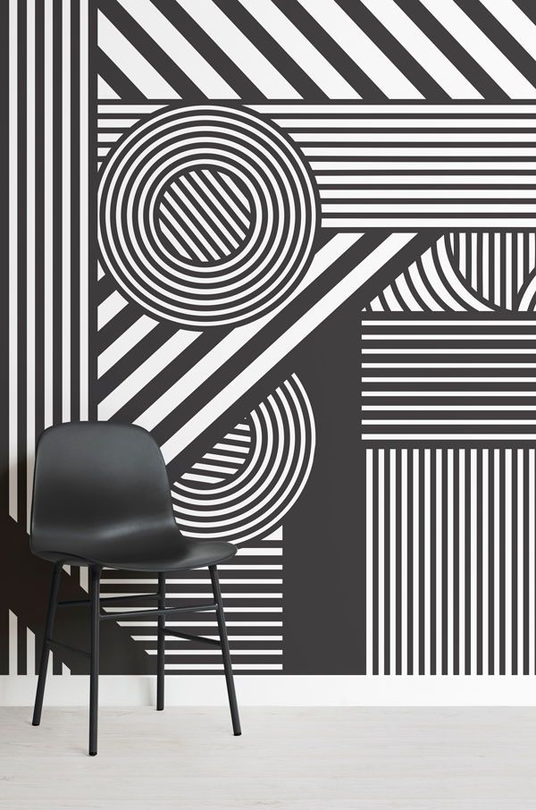 Oriz Geometric Black And White Wall Mural Dazzle Camouflage
