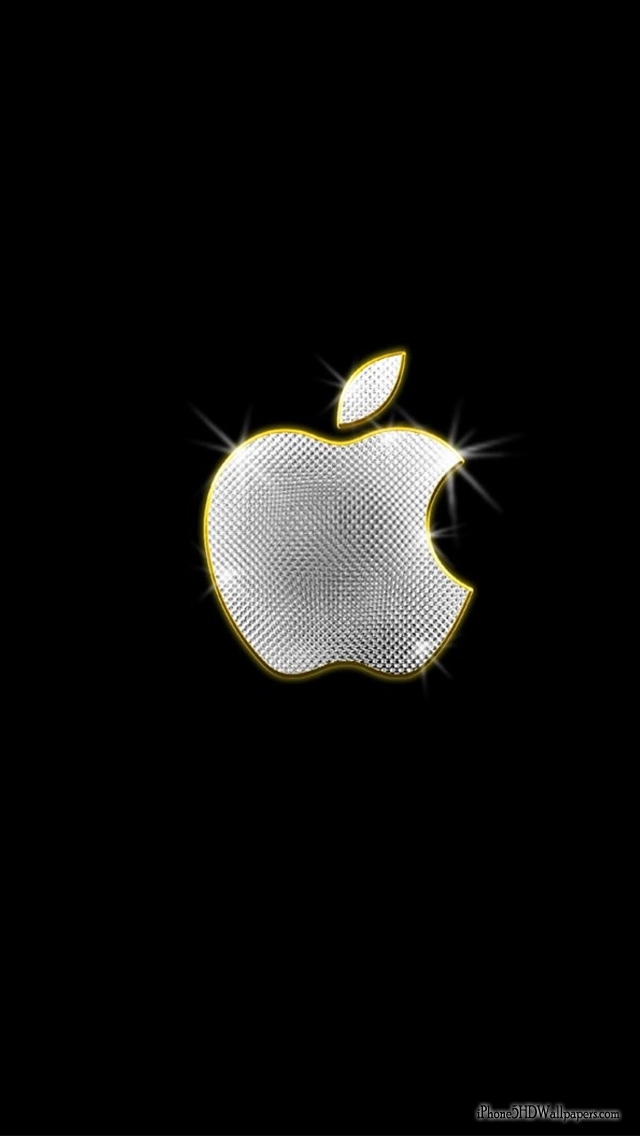 iPhone Yellow Glow Apple Logo HD Wallpaper